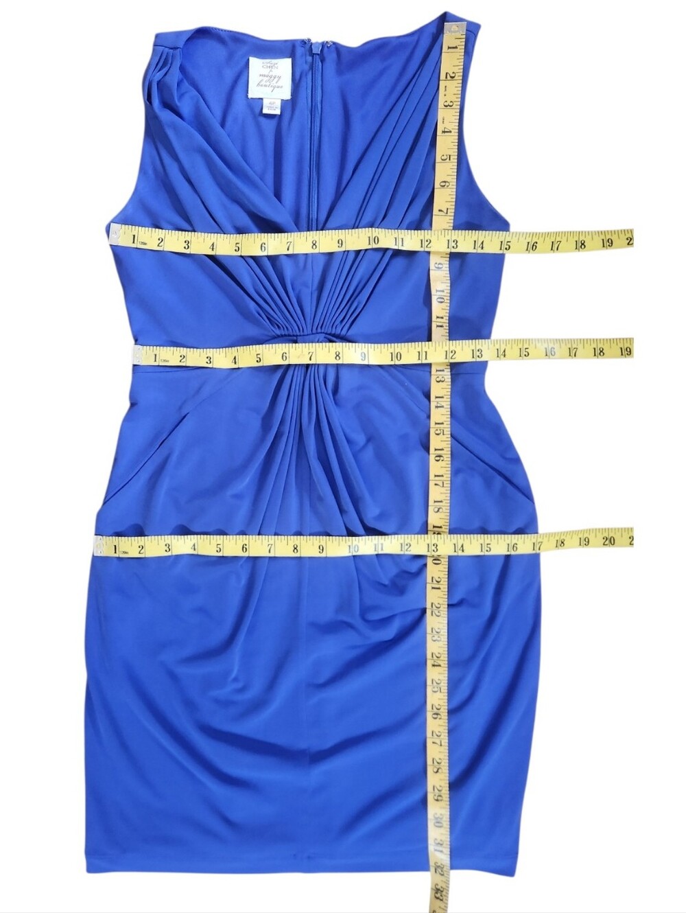 SUZI CHIN for MAGGY BOUTIQUE Twist Front  Sleeveless Sheath Dress - Size 4P - Picture 13 of 16